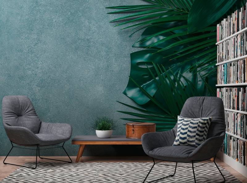 A.S. Création Vliestapete "Tropenfototapete mit Palmenblättern Grün Grau" matt strukturiert von A.S. Création