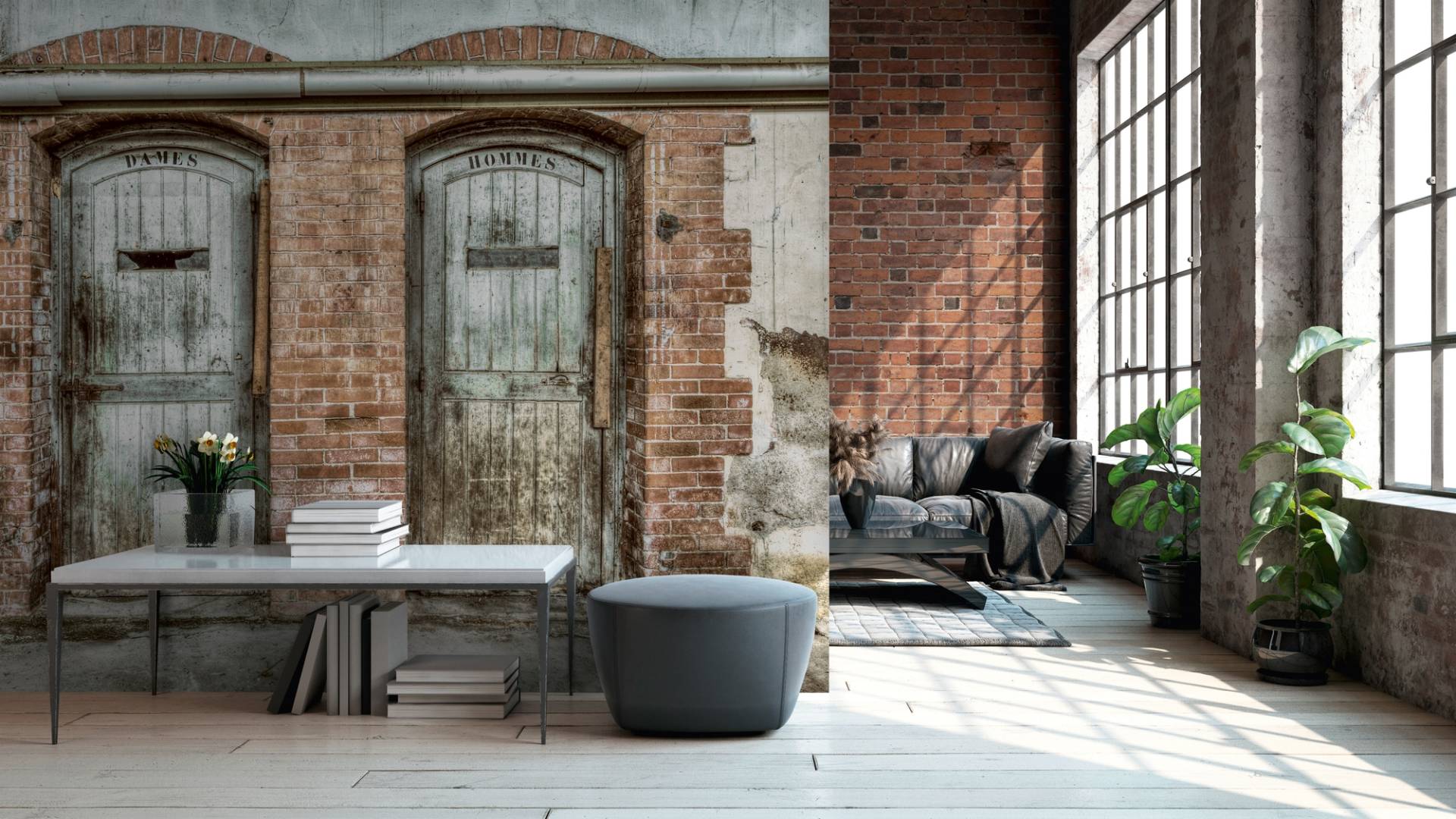 A.S. Création Vliestapete "Vintagetapete alte Türen Grau Braun Retro" matt strukturiert von A.S. Création