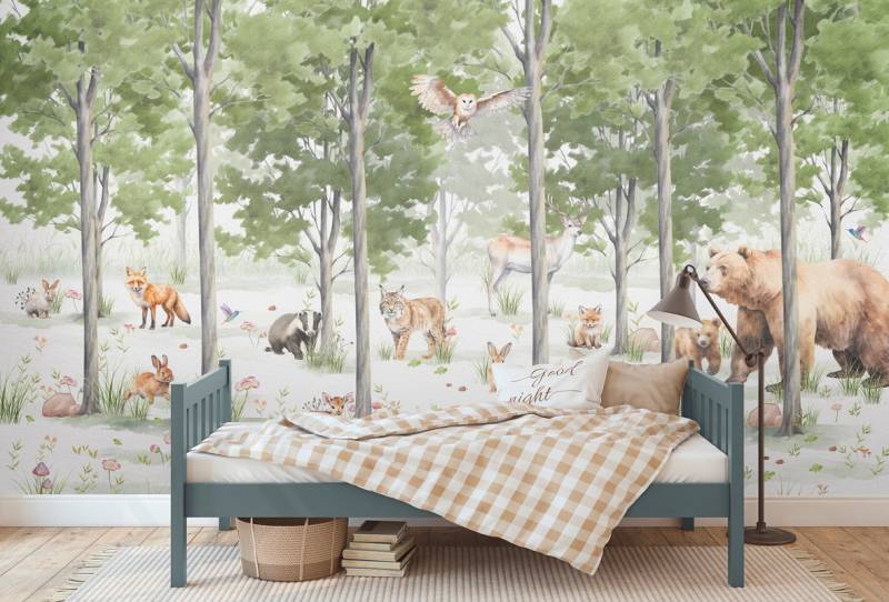 A.S. Création Vliestapete "Waldtiertapete Kinderzimmer Grün Braun Vliestapete" matt glatt von A.S. Création