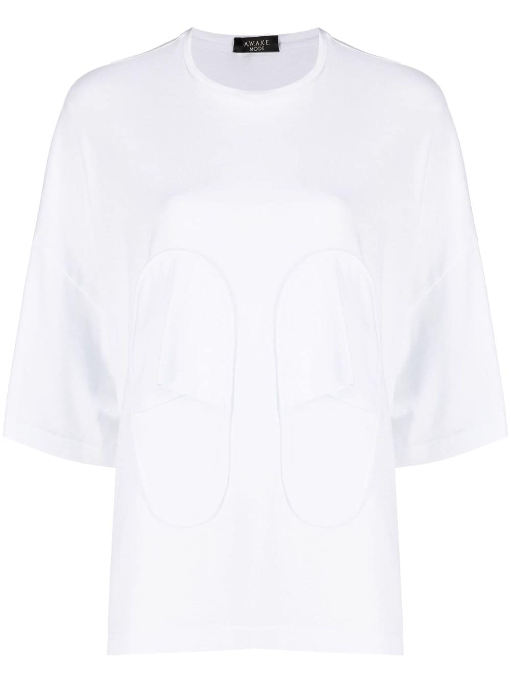 A.W.A.K.E. Mode T-Shirt aus Bio-Baumwolle mit Slipperdetail - Weiß von A.W.A.K.E. Mode