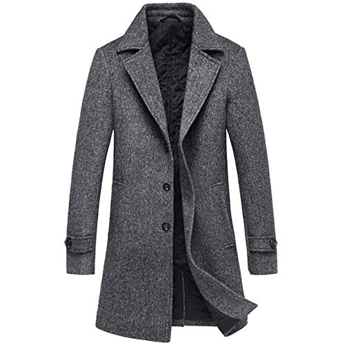 A1-Brave Herren Wollmantel, Männer lange Jacken-Winter-warme starke Schal-Mantel-Männer windundurchlässige beiläufige Outwear Männer Mäntel Winter (Color : Schwarz, Size : L) von A1-Brave