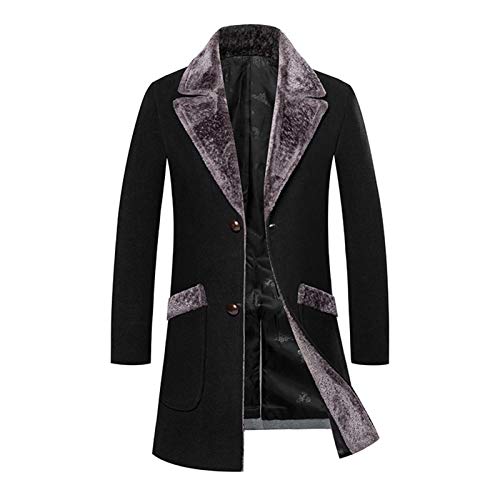 A1-Brave Herren Wollmantel, Overcoat Male Mischung Mid Langer Wintermantel Männer WithCollar Mantel-Mann-Winter-Graben Mäntel Winter (Color : Schwarz, Size : M) von A1-Brave