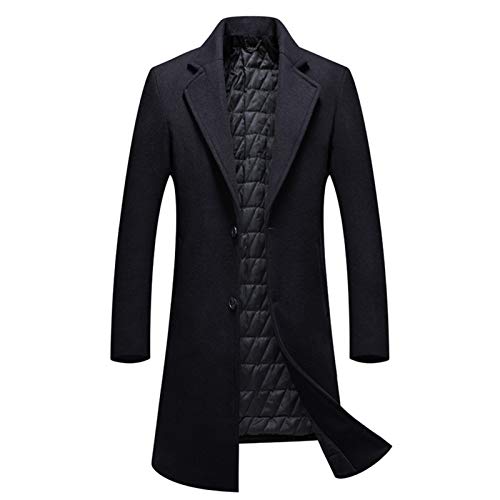 A1-Brave Herren Wollmantel, Winter-Männer Mischung Mäntel Qualität Männer Slim langer Abschnitt Trench Luxurious Gelegenheits Overcoat Männlich Mäntel Winter (Color : Schwarz, Size : L) von A1-Brave