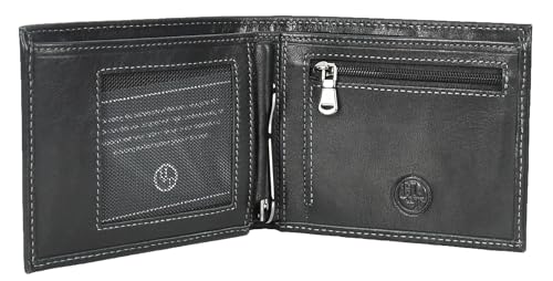 A1 FASHION GOODS A208 Herren-Geldbörse aus hochwertigem Leder, schmal, mit Geldscheinklammer, Schwarz von A1 FASHION GOODS