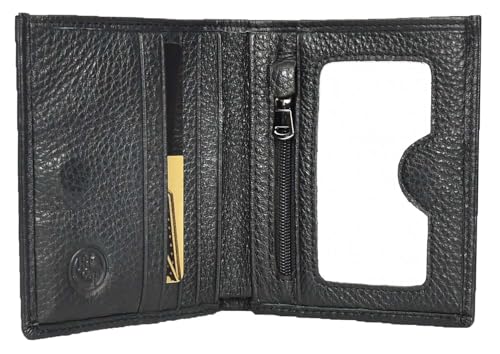 A1 FASHION GOODS A508 Herren Kreditkartenetui aus echtem Leder mit Reißverschluss, Münzfach, Schwarz von A1 FASHION GOODS