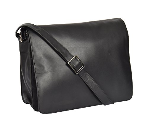 A1 FASHION GOODS Arbeits Frauen SCHWARZ Leder Umhängetasche A4 Großer Messenger Kreuz Körper Tasche - A53 von A1 FASHION GOODS