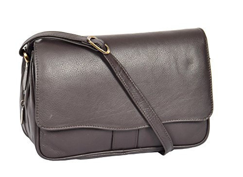 A1 FASHION GOODS Braun Leder Umhängetasche Damen Klassisch Klappe über Messenger Beiläufig Handtasche - Ada von A1 FASHION GOODS