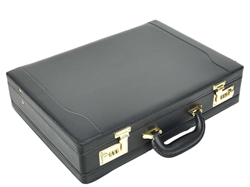 A1 FASHION GOODS Classic Attache Case Kunstleder Dual Lock Aktentasche Businesstasche Diplomat schwarz, Schwarz , Large von A1 FASHION GOODS