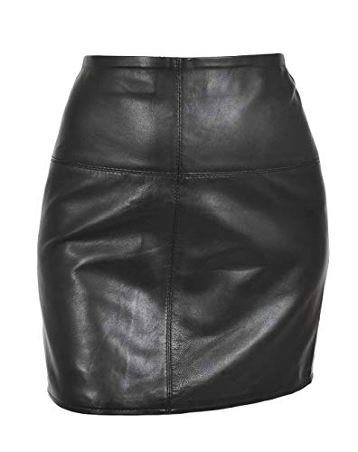 A1 FASHION GOODS Damen Echt Weiches Schwarz Leder Minirock 16" Lang Heiß Sexy Klub Party Verschleiß IVY (34) von A1 FASHION GOODS