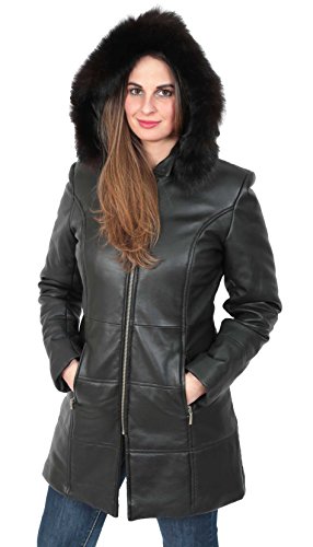 A1 FASHION GOODS Damen Gesteppte Parka Leder Mantel 3/4 Lang Puffer Gepasst Mit Kapuzenjacke - Kelly (XXL - EU 44) von A1 FASHION GOODS