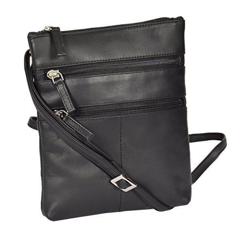 A1 FASHION GOODS Damen Kleine Kreuz Körper Echte Ledertasche A606 Schwarz Schulter Organizer von A1 FASHION GOODS