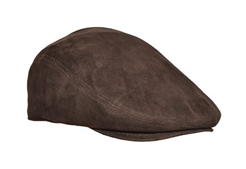 A1 FASHION GOODS Echter BRAUN Suede Aus Weichem Leder Flatcap Englischer Großvater-Hut Baker-Junge Klassiker-Kappe - Earl (L - 59) von A1 FASHION GOODS