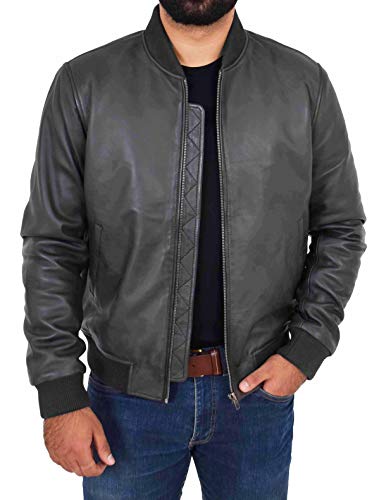 A1 FASHION GOODS Herren Echtes Dunkelbraun Leder Bomberjacke Weiches Nappa Varsity Mantel Jaxson (L - EU 50) von A1 FASHION GOODS