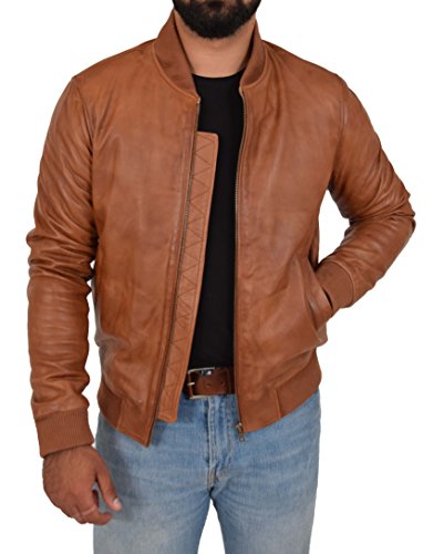 A1 FASHION GOODS Herren Echtes Leder Bomberjacke Weiches Nappa Varsity Mantel Jaxson (L - EU 50) von A1 FASHION GOODS