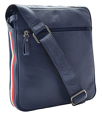 A1 FASHION GOODS Herren Echtes Marine Leder Messenger Flug Schultertasche Reißverschluss oben Veranstalter Eric von A1 FASHION GOODS