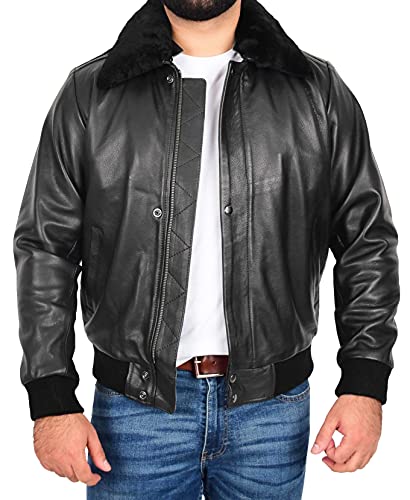 A1 FASHION GOODS Herren Echtes Rindsleder Piloten Lederjacke Schwerlast Luftwaffe Harrington Bomber Gripen (S, Schwarz) von A1 FASHION GOODS