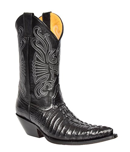 A1 FASHION GOODS Herren Leder Cowboy Stiefel Schwarz Croc Rutsch Auf Spitz Zehe Designer Schleifmaschinen Stiefel - AC229 (42 EU) von A1 FASHION GOODS