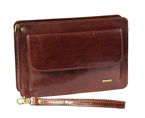 A1 FASHION GOODS Herren Leder Handgelenktasche A7 Braun Reise Passport Mobile Kupplung Cab Geldtasche von A1 FASHION GOODS