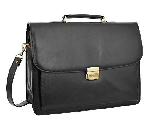 A1 FASHION GOODS Herren PU-Leder Aktentasche Schwarz Laptoptasche A4 Büro Geschäft Veranstalter Schulranzen Andy von A1 FASHION GOODS