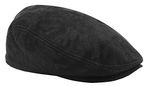 A1 FASHION GOODS Herren-Schiebermütze aus echtem weichem Wildleder, schwarz, englische Mütze, News-Boy Gatsby Classic Cap Earl, Schwarz , 60 von A1 FASHION GOODS