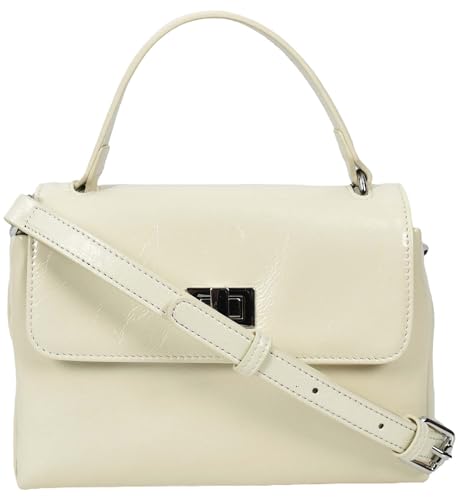 A1 FASHION GOODS Oisin Damen-Handtasche aus echtem Leder, glänzend, lässig, mit Tragegriff oben, mit Drehverschluss, weiß, Small A1 FASHION GOODS Oisin Damen-Handtasche aus echtem Leder, glänzend, lässig, mit Tragegriff oben, mit Drehverschluss, weiß, Small von A1 FASHION GOODS
