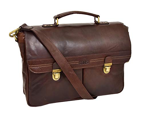 A1 FASHION GOODS Original Braun Leder Aktentasche Für Männer Weiche Satchel Geschäft Büro Laptoptasche Edgar von A1 FASHION GOODS