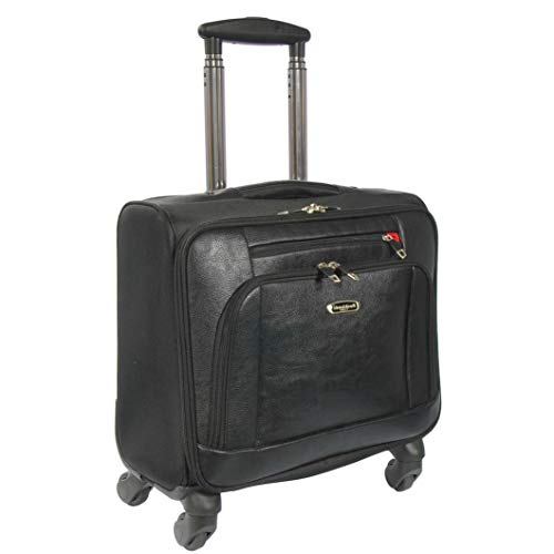 A1 FASHION GOODS Pilotenkoffer Lederoptik 4 Rollen Kabinengröße an Bord Reise Businesstasche 777 schwarz, Schwarz , Small H43 x L42 x W23 cm, 2.6kg 37L, Pilotenkoffer von A1 FASHION GOODS