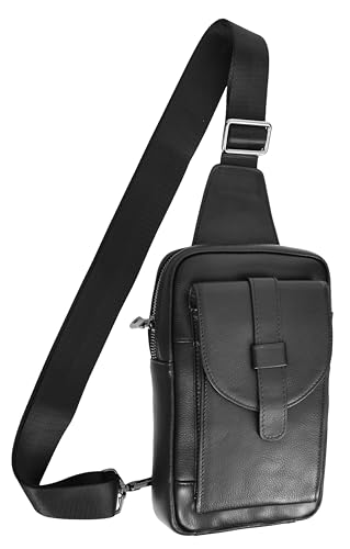A710 Umhängetasche aus echtem Leder, im Holster-Stil, trendiger Brustbeutel, Reise-Organizer für Herren, Schwarz , Small A710 Umhängetasche aus echtem Leder, im Holster-Stil, trendiger Brustbeutel, Reise-Organizer für Herren, Schwarz , Small von A1 FASHION GOODS