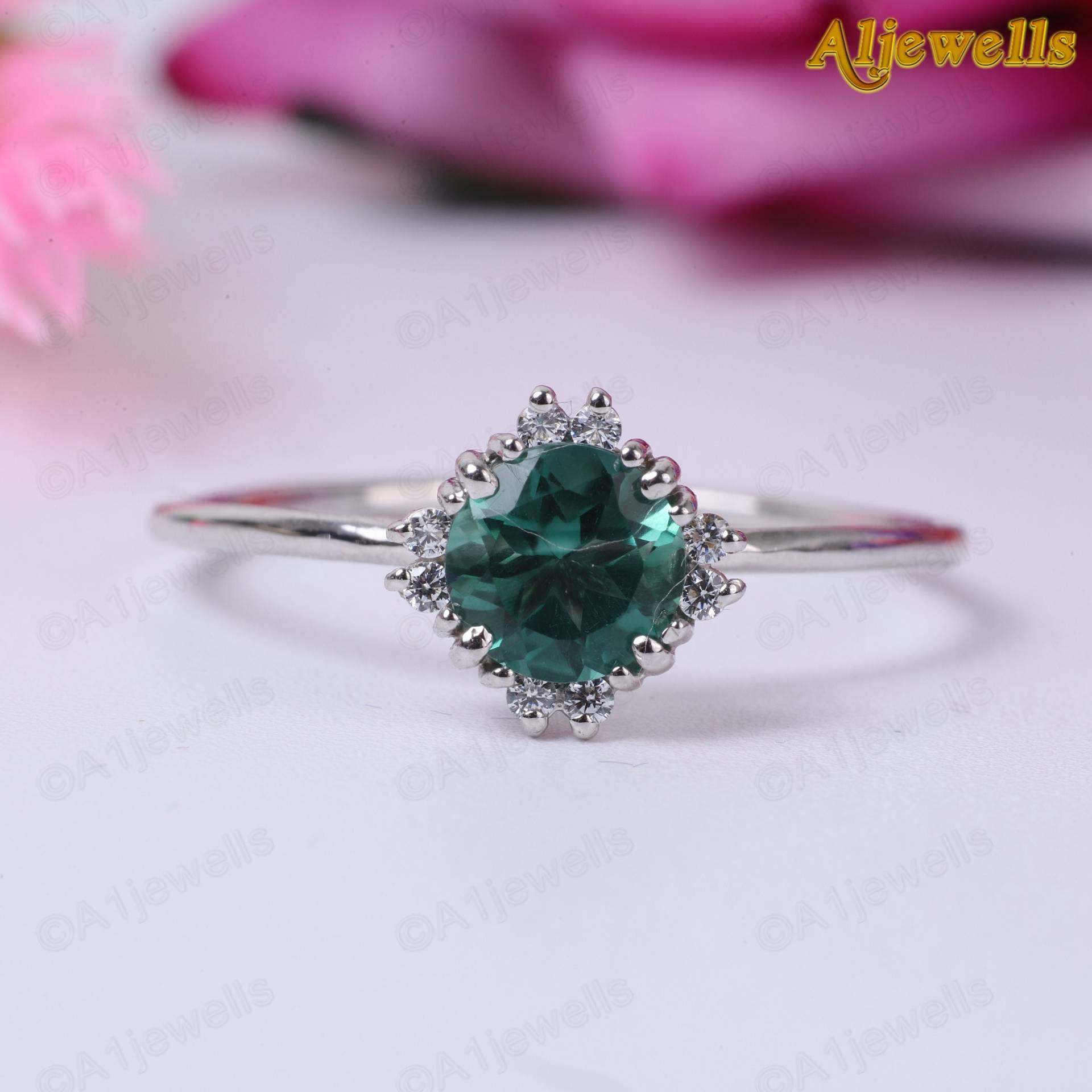 Türkis Saphir Ring Montana Verlobungsring Rund Lab Teal Blau Grün Türkis Saphir Ring Montana Verlobungsring Rund Lab Teal Blau Grün von A1Jewells