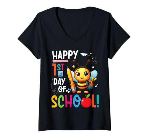 Damen BEE Lover Student geht Wieder zur Schule und Alles Gute zum ersten Schultag T-Shirt mit V-Ausschnitt Damen BEE Lover Student geht Wieder zur Schule und Alles Gute zum ersten Schultag T-Shirt mit V-Ausschnitt von A1Tee BEE Student Back To School Day