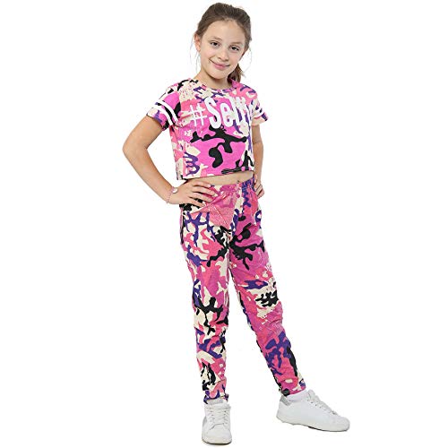 A2Z 4 Kids® Girls Top Kids Designer #Selfie Camouflage - Camo Selfie Crop Legg_Baby Pink 5-6 von A2Z 4 Kids