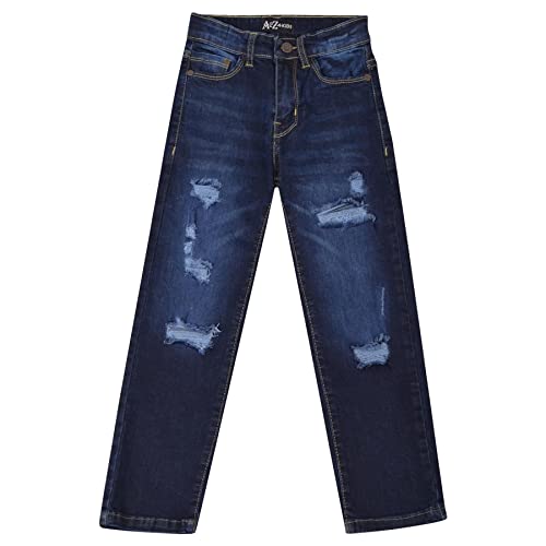 A2Z Kids Jungen Entspannt Gerade Passform Bootcut Zerrissen - Jeans JN64 Dark Blue 9-10 von A2Z 4 Kids