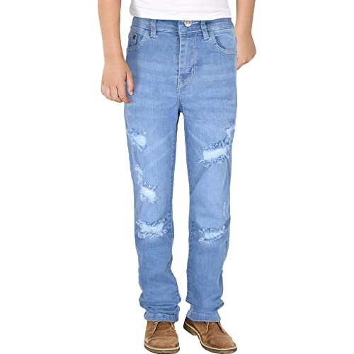 A2Z Kids Jungen Entspannt Gerade Passform Bootcut Zerrissen - Jeans JN64 Light Blue 7-8 von A2Z 4 Kids
