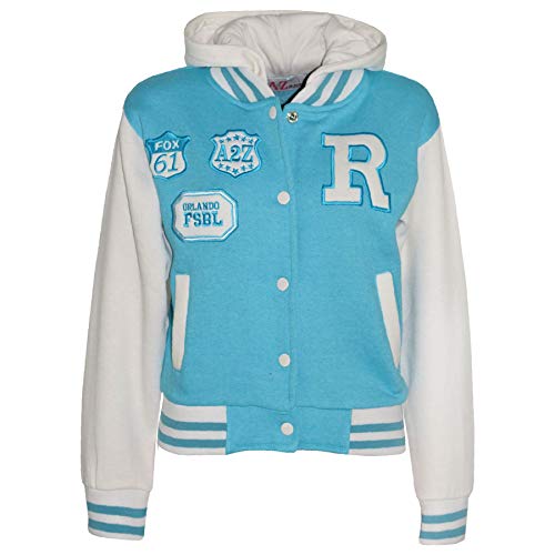 A2Z 4 Kids B.B Mit Kapuze R Mode NYC/Fox Jacke Varsity Baseball Stil Mantel - B.B Aqua 7-8 von A2Z 4 Kids