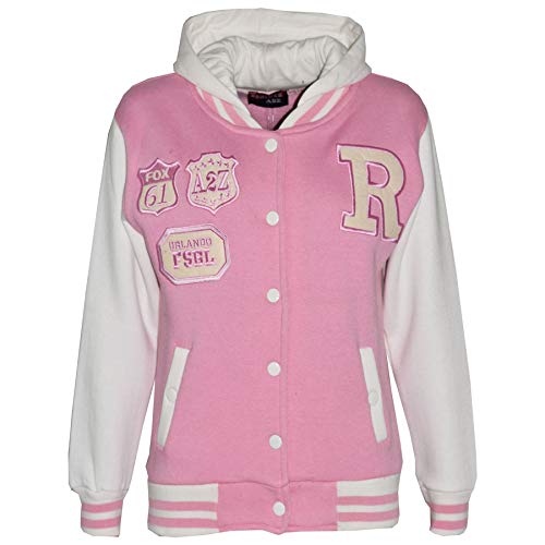 A2Z 4 Kids Kapuzen R Mode NYC/FOX Jacke Varsity Baseball Stylen - B.B Baby Pink 5-6 von A2Z 4 Kids