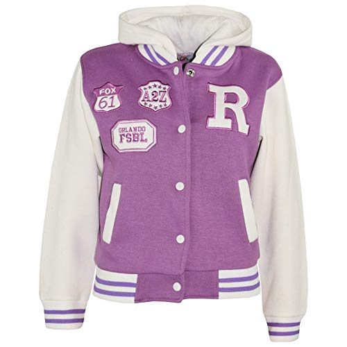 A2Z 4 Kids Kapuzen R Mode NYC/Fox Jacke Varsity Baseball Stylen - B.B Lilac 3-4 von A2Z 4 Kids