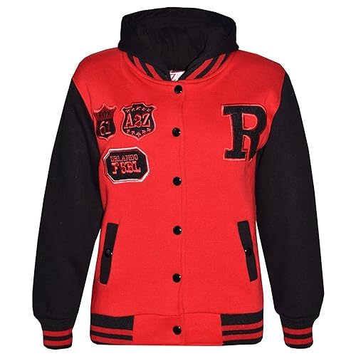 A2Z 4 Kids B.B Mit Kapuze R Mode NYC/Fox Jacke Varsity Baseball Stil Mantel - B.B Fox Red & Black 11-12 von A2Z 4 Kids