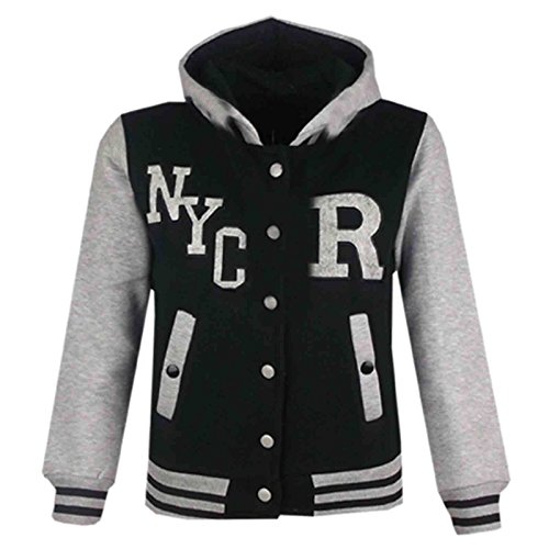 A2Z 4 Kids B.B Mit Kapuze R Mode NYC/Fox Jacke Varsity Baseball Stil Mantel - B.B NYC Black & Grey 13 von A2Z 4 Kids