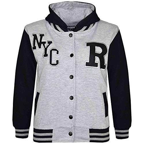 A2Z 4 Kids Kapuzen R Mode NYC/FOX Jacke Varsity Baseball Stylen - B.B NYC Grey & Black 3-4 von A2Z 4 Kids