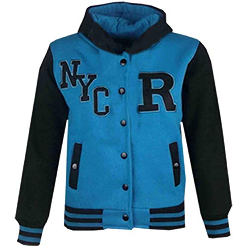 A2Z 4 Kids B.B Mit Kapuze R Mode NYC/Fox Jacke Varsity Baseball Stil Mantel - B.B NYC Turquoise & Black 13 von A2Z 4 Kids