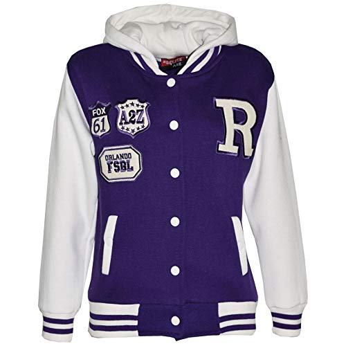 A2Z 4 Kids B.B Mit Kapuze R Mode NYC/Fox Jacke Varsity Baseball Stil Mantel - B.B Purple 11-12 von A2Z 4 Kids