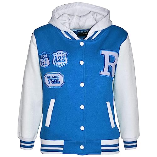 A2Z 4 Kids B.B Mit Kapuze R Mode NYC/Fox Jacke Varsity Baseball Stil Mantel - B.B Turquoise 11-12 von A2Z 4 Kids