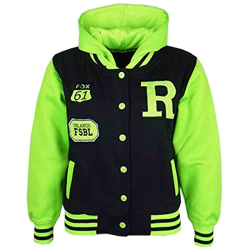 A2Z 4 Kids® Kinder Jacke Mädchen Jungen R Mode - B.B Jacket. Black Neon Green 11-12 von A2Z 4 Kids