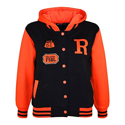 A2Z 4 Kids® Kinder Jacke Mädchen Jungen R Mode - B.B Jacket. Black Neon Orange 11-12 von A2Z 4 Kids