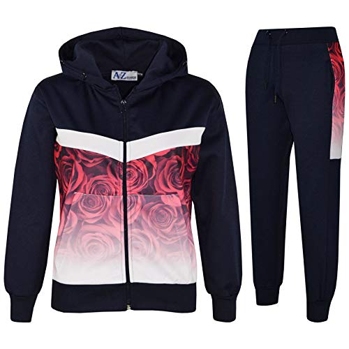 A2Z 4 Kids® Kinder Jungen Mädchen Trainingsanzug 3D Rot Rose Verblassen - T.S 306 Navy 7-8 von A2Z 4 Kids