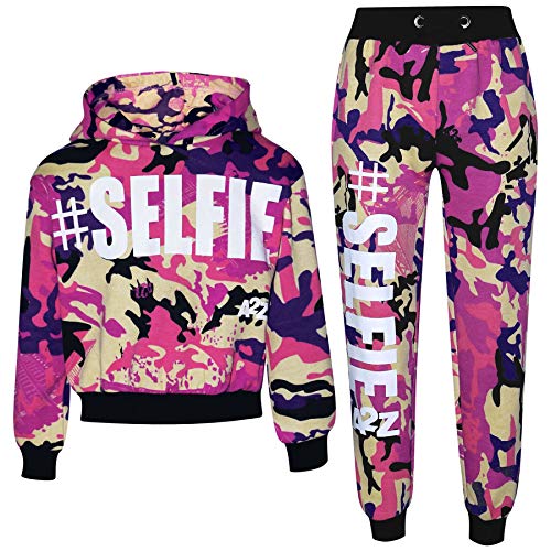 A2Z 4 Kids® Kinder Mädchen Camo Baby Rosa Trainingsanzug - T.S Crop #Selfie Camo Baby Pink_ 11-12 von A2Z 4 Kids