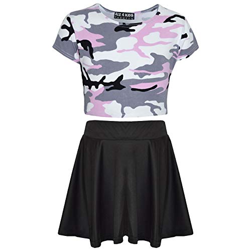 A2Z 4 Kids Kinder Mädchen Comic Graffiti Scribble Leopard #SELFIE - Baby Pink Camo Crop & Skirt Set._13 von A2Z 4 Kids