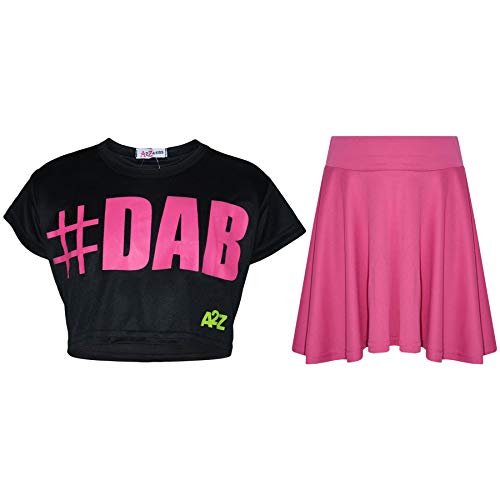 A2Z 4 Kids Kinder Mädchen Comic Graffiti Scribble Leopard #Selfie - #Dab Black Crop & Skirt Set 9-10 von A2Z 4 Kids