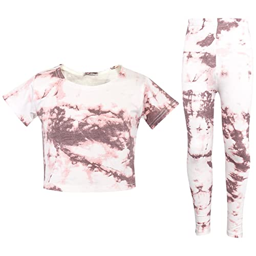 A2Z 4 Kids® Kinder Mädchen Crop Top & Legging Bindefarbe Aufdruck - Tie Dye 250 Crop Legging Rust 11-12 von A2Z 4 Kids