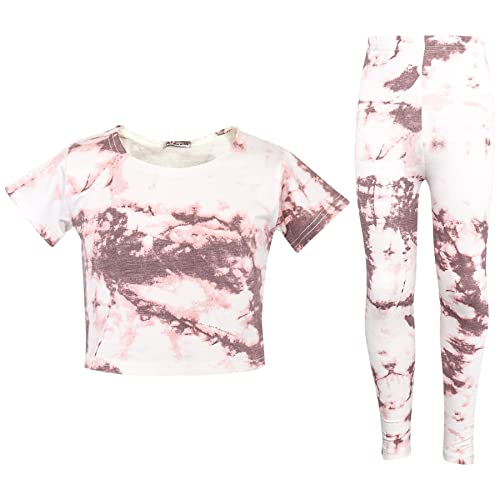 A2Z 4 Kids® Kinder Mädchen Crop Top & Legging Bindefarbe Aufdruck - Tie Dye 250 Crop Legging Rust 13 von A2Z 4 Kids